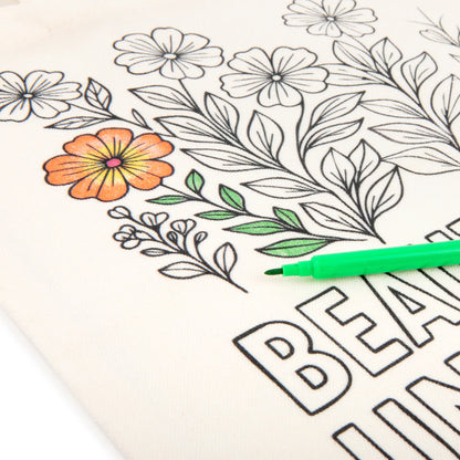 Seashell Tote Bag Beautifully Unfinished, Micador Outside Lines Kids Colouring Books