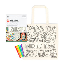 White Smoke Tote Bag Mixed Bag, Micador Outside Lines Kids Colouring Books