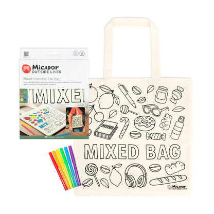 White Smoke Tote Bag Mixed Bag, Micador Outside Lines Kids Colouring Books