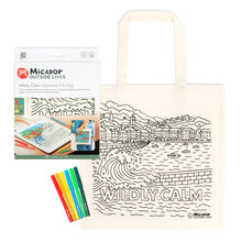 White Smoke Tote Bag Wildly Calm, Micador Outside Lines Kids Colouring Books