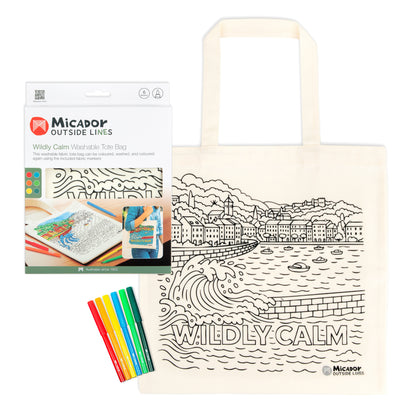 White Smoke Tote Bag Wildly Calm, Micador Outside Lines Kids Colouring Books