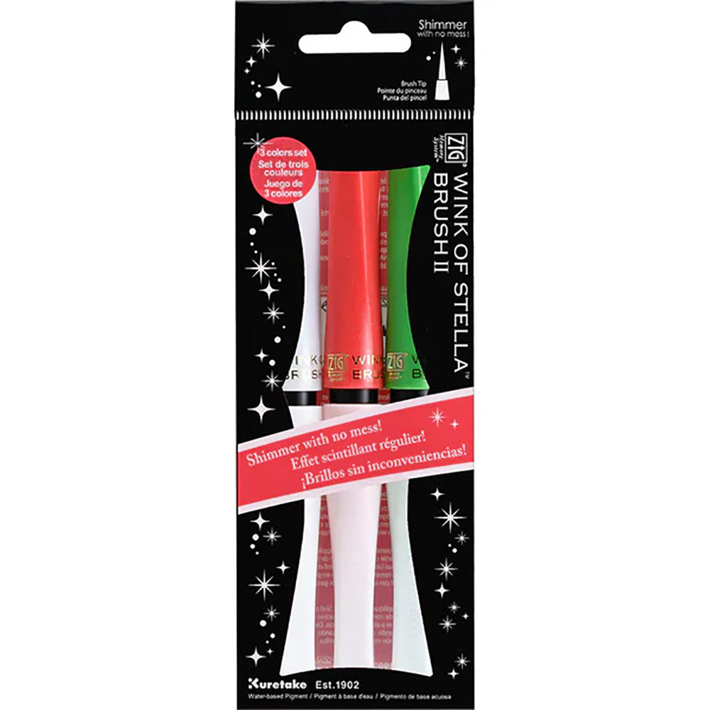 Black ZIG Wink of Stella Brush II Sets, White Christmas Set Pens & Markers