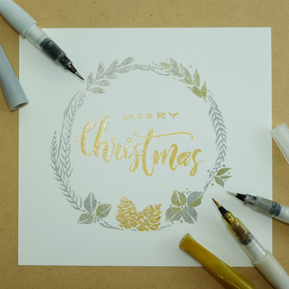 Light Gray ZIG Wink of Stella Brush II Sets, 3 Colour Christmas Sparkle Set Pens & Markers