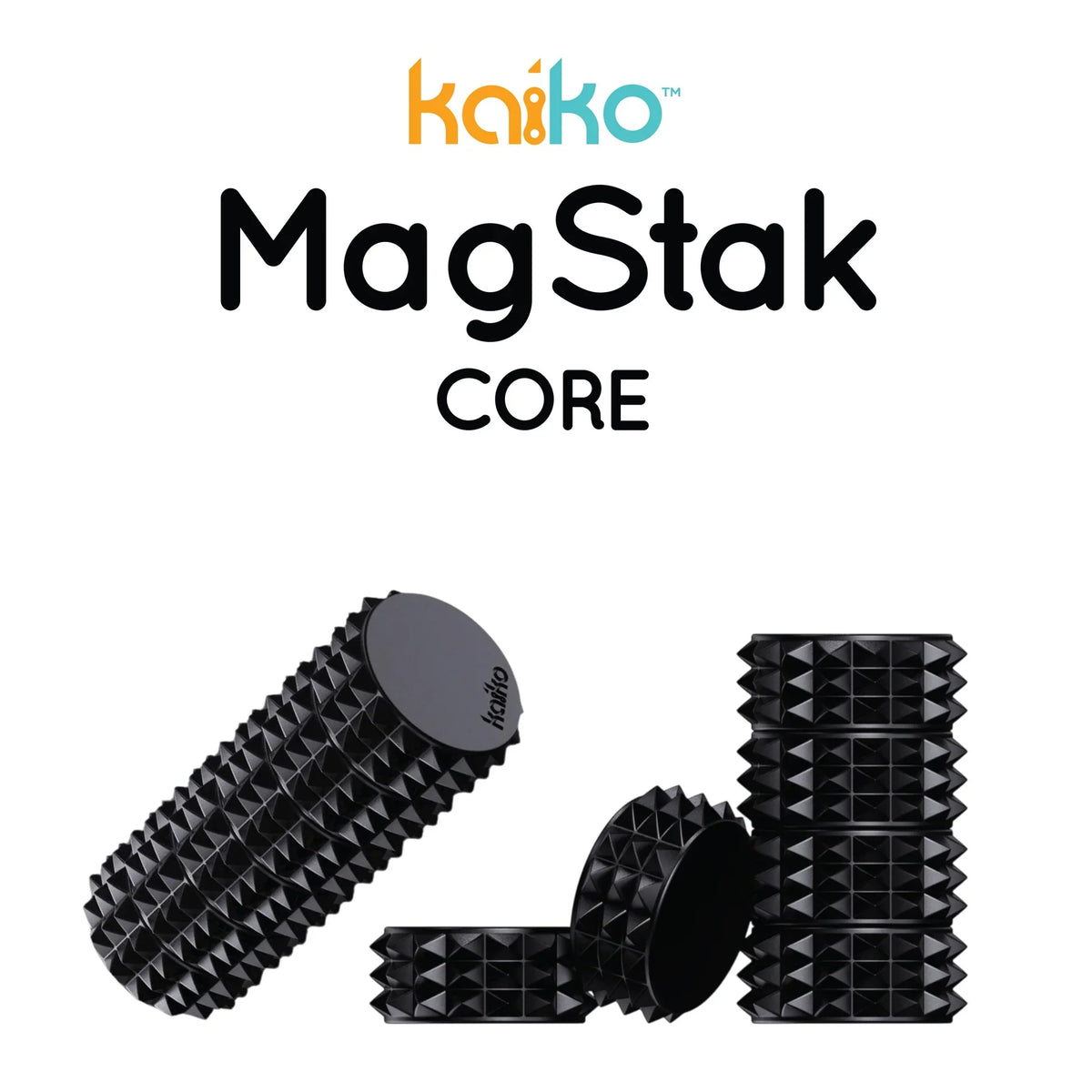 White Smoke Kaiko MagStak Core Textured Black Core Fidget Toys