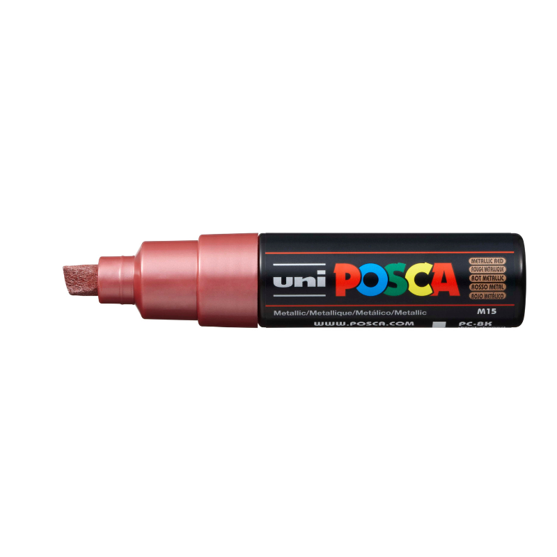 White Smoke Posca PC 8K Bold Chisel Tip Paint Marker, Metallic Red Paint Markers