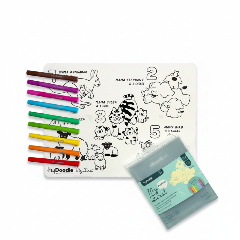 White Smoke HeyDoodle My First Counting Colouring & Doodle Mat, 40x30cm Kids Colouring Books