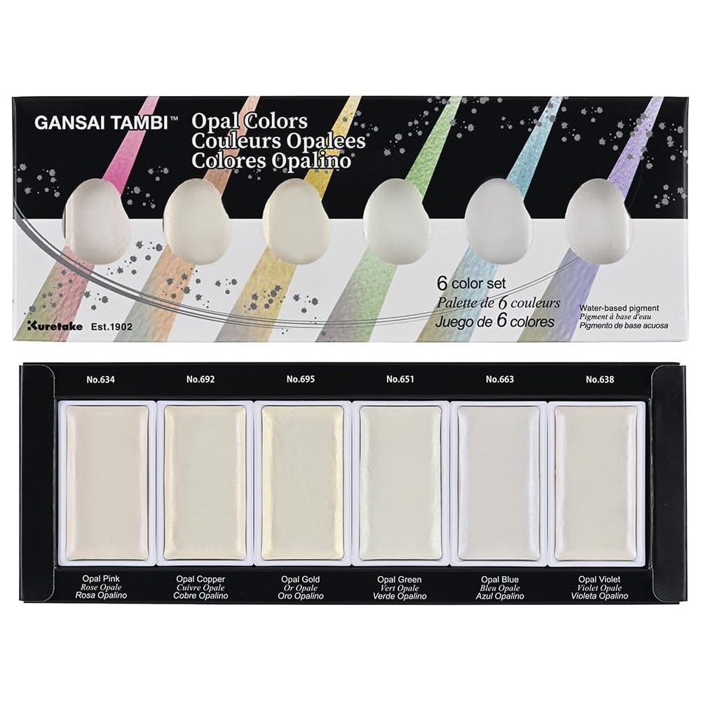 Light Gray Kuretake Gansai Tambi Opal Colours Watercolour Set – 6 Colours Watercolour Paint