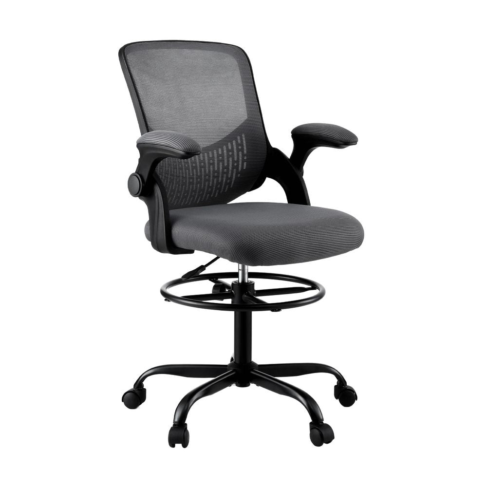 White Smoke Artiss Office Chair Drafting Chairs Stool Computer Desk Studios Mesh Grey Furniture > Office > Office & Desk Chairs