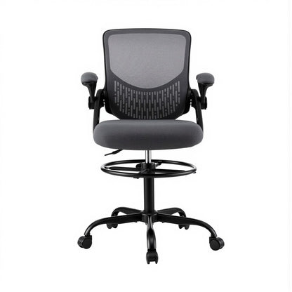 White Smoke Artiss Office Chair Drafting Chairs Stool Computer Desk Studios Mesh Grey Furniture > Office > Office & Desk Chairs