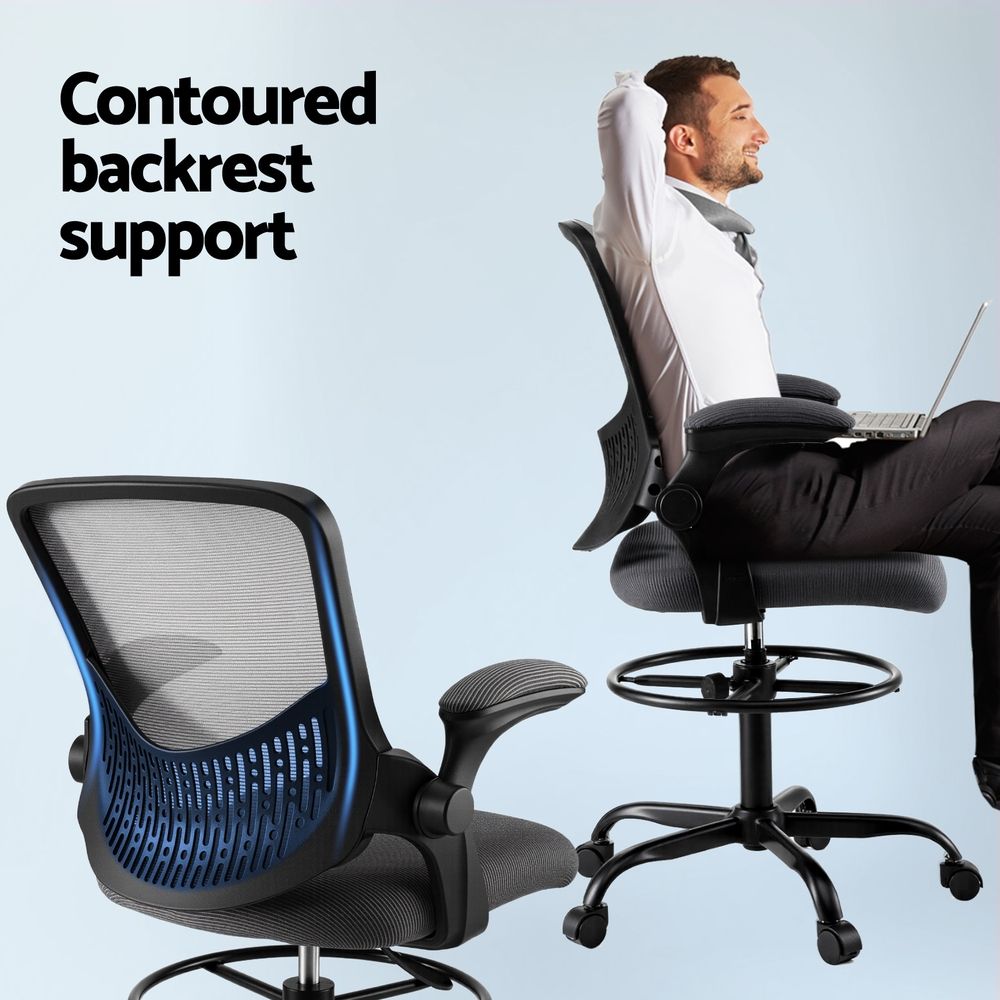 Lavender Artiss Office Chair Drafting Chairs Stool Computer Desk Studios Mesh Grey Furniture > Office > Office & Desk Chairs