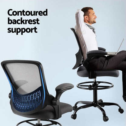 Lavender Artiss Office Chair Drafting Chairs Stool Computer Desk Studios Mesh Grey Furniture > Office > Office & Desk Chairs