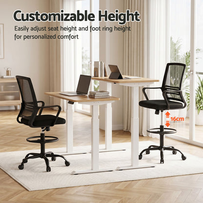 White Smoke Artiss Office Chair Drafting Chairs Stool Computer Desk Studios Mesh Black Furniture > Office > Office & Desk Chairs