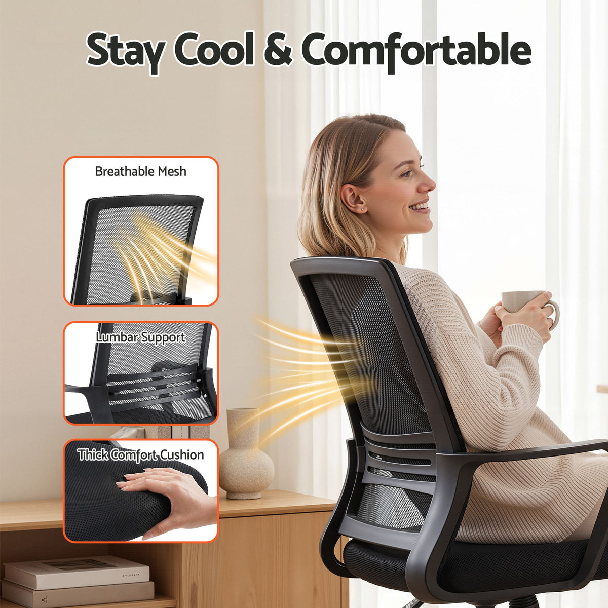 White Smoke Artiss Office Chair Drafting Chairs Stool Computer Desk Studios Mesh Black Furniture > Office > Office & Desk Chairs