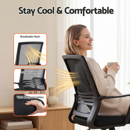 White Smoke Artiss Office Chair Drafting Chairs Stool Computer Desk Studios Mesh Black Furniture > Office > Office & Desk Chairs