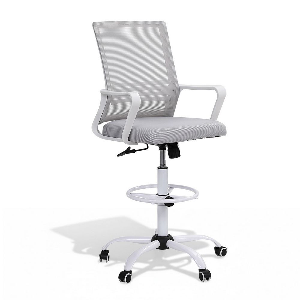White Smoke Artiss Office Chair Drafting Chairs Stool Computer Desk Studios Mesh White Furniture > Office > Office & Desk Chairs