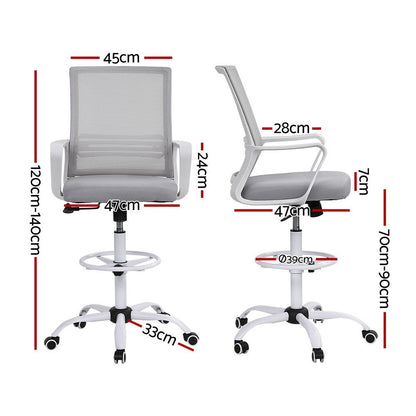 White Smoke Artiss Office Chair Drafting Chairs Stool Computer Desk Studios Mesh White Furniture > Office > Office & Desk Chairs