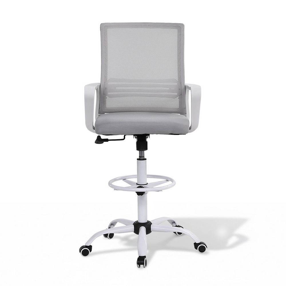 White Smoke Artiss Office Chair Drafting Chairs Stool Computer Desk Studios Mesh White Furniture > Office > Office & Desk Chairs