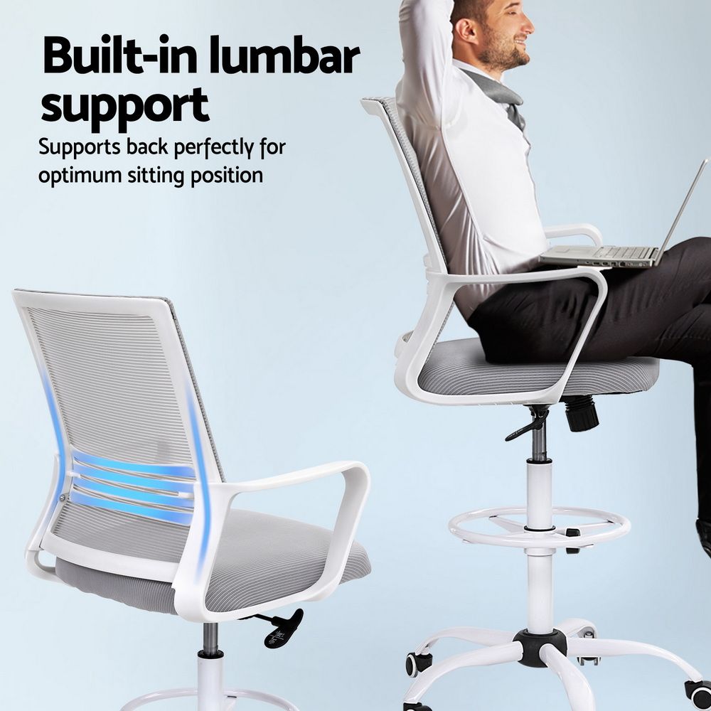 Lavender Artiss Office Chair Drafting Chairs Stool Computer Desk Studios Mesh White Furniture > Office > Office & Desk Chairs
