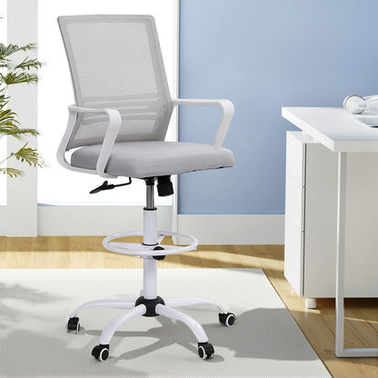 Gray Artiss Office Chair Drafting Chairs Stool Computer Desk Studios Mesh White Furniture > Office > Office & Desk Chairs