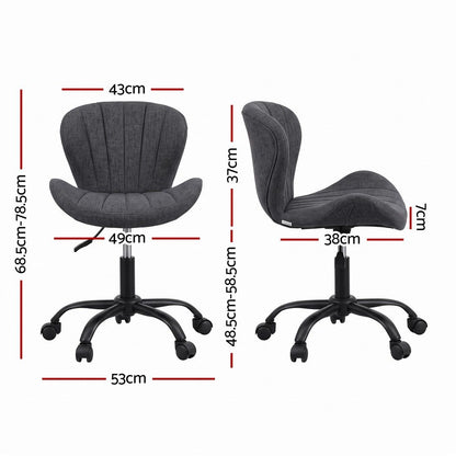 White Smoke Artiss Ergonomic Office Chair Armless Height Adjustable Computer Desk Chair Fabric Dark Grey Furniture > Office > Office & Desk Chairs
