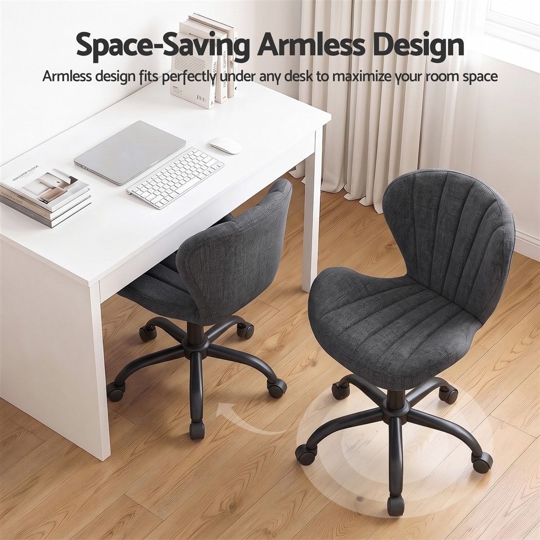 White Smoke Artiss Ergonomic Office Chair Armless Height Adjustable Computer Desk Chair Fabric Dark Grey Furniture > Office > Office & Desk Chairs