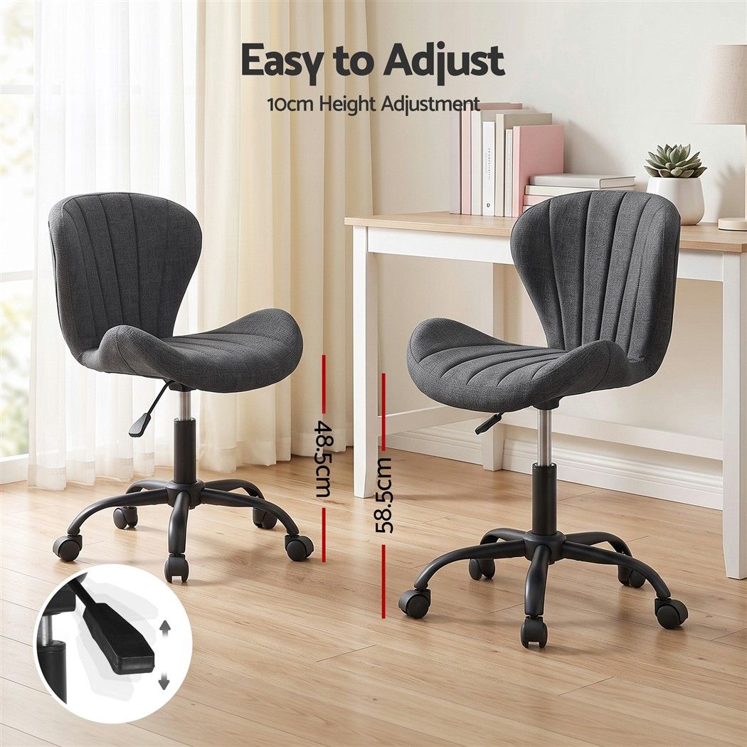 White Smoke Artiss Ergonomic Office Chair Armless Height Adjustable Computer Desk Chair Fabric Dark Grey Furniture > Office > Office & Desk Chairs