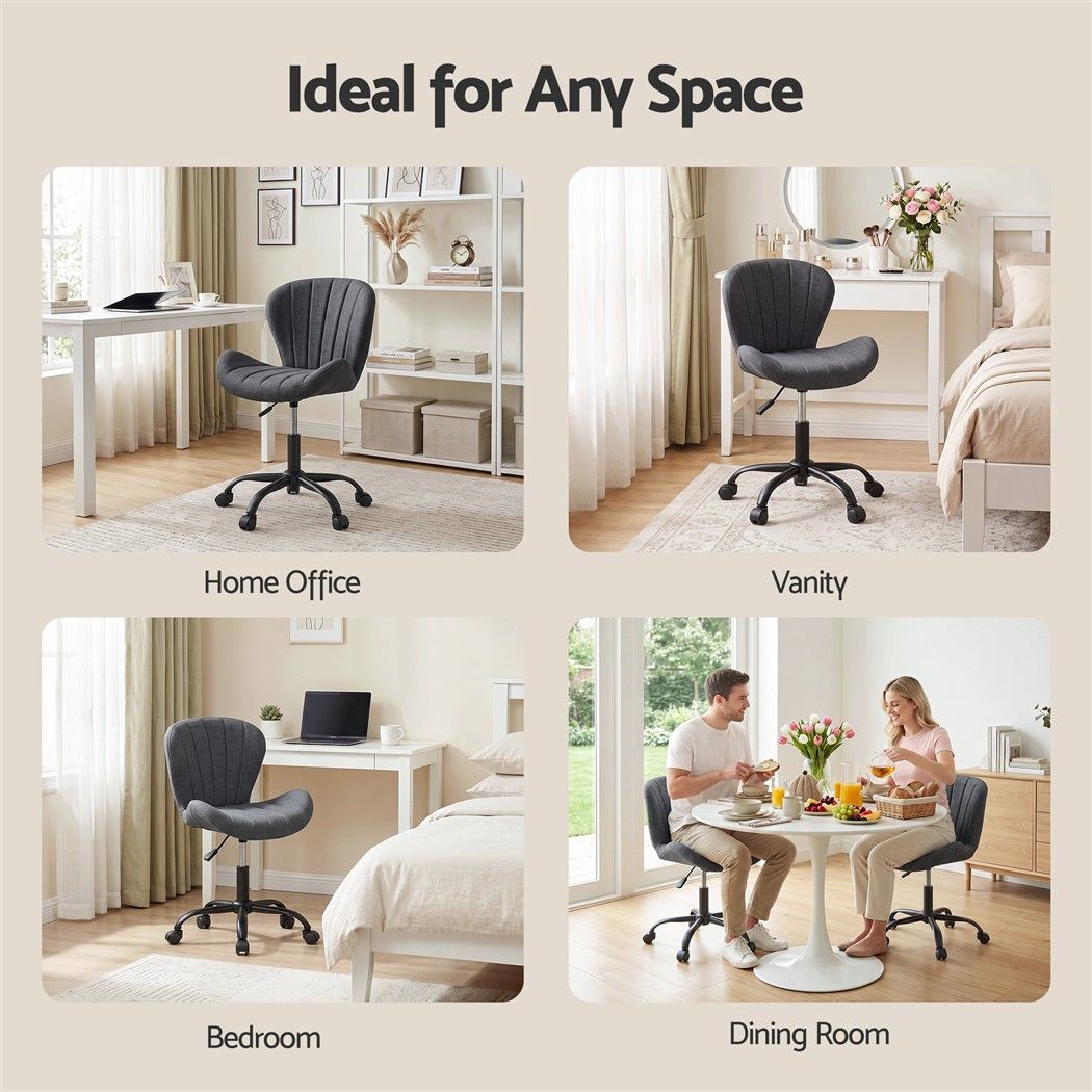 Light Gray Artiss Ergonomic Office Chair Armless Height Adjustable Computer Desk Chair Fabric Dark Grey Furniture > Office > Office & Desk Chairs