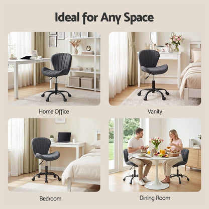 Light Gray Artiss Ergonomic Office Chair Armless Height Adjustable Computer Desk Chair Fabric Dark Grey Furniture > Office > Office & Desk Chairs