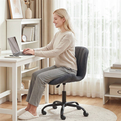 White Smoke Artiss Ergonomic Office Chair Armless Height Adjustable Computer Desk Chair Fabric Dark Grey Furniture > Office > Office & Desk Chairs