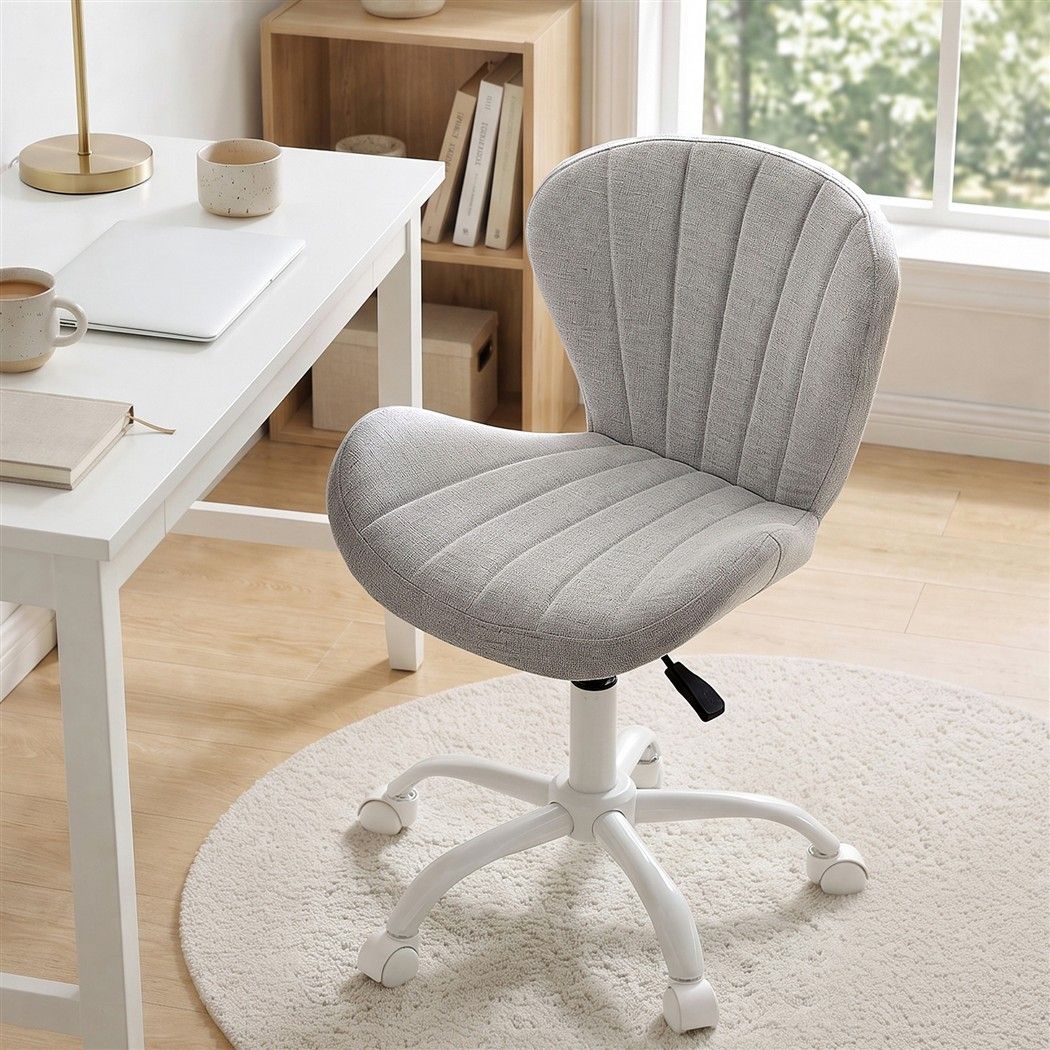Gray Artiss Ergonomic Office Chair Armless Height Adjustable Computer Desk Chair Fabric Light Grey Furniture > Office > Office & Desk Chairs