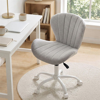 Gray Artiss Ergonomic Office Chair Armless Height Adjustable Computer Desk Chair Fabric Light Grey Furniture > Office > Office & Desk Chairs