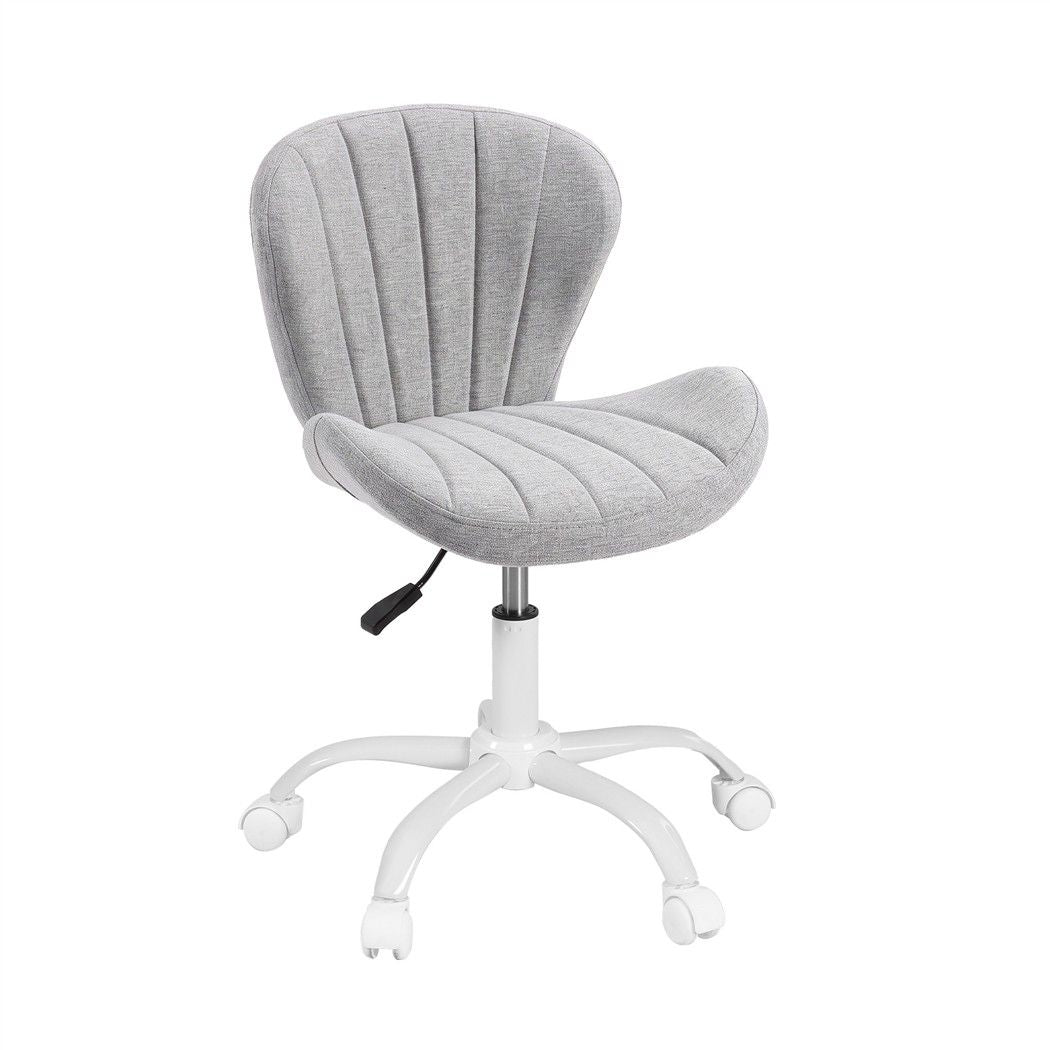 White Smoke Artiss Ergonomic Office Chair Armless Height Adjustable Computer Desk Chair Fabric Light Grey Furniture > Office > Office & Desk Chairs