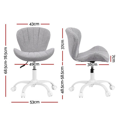 White Smoke Artiss Ergonomic Office Chair Armless Height Adjustable Computer Desk Chair Fabric Light Grey Furniture > Office > Office & Desk Chairs