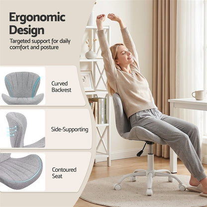 Light Gray Artiss Ergonomic Office Chair Armless Height Adjustable Computer Desk Chair Fabric Light Grey Furniture > Office > Office & Desk Chairs