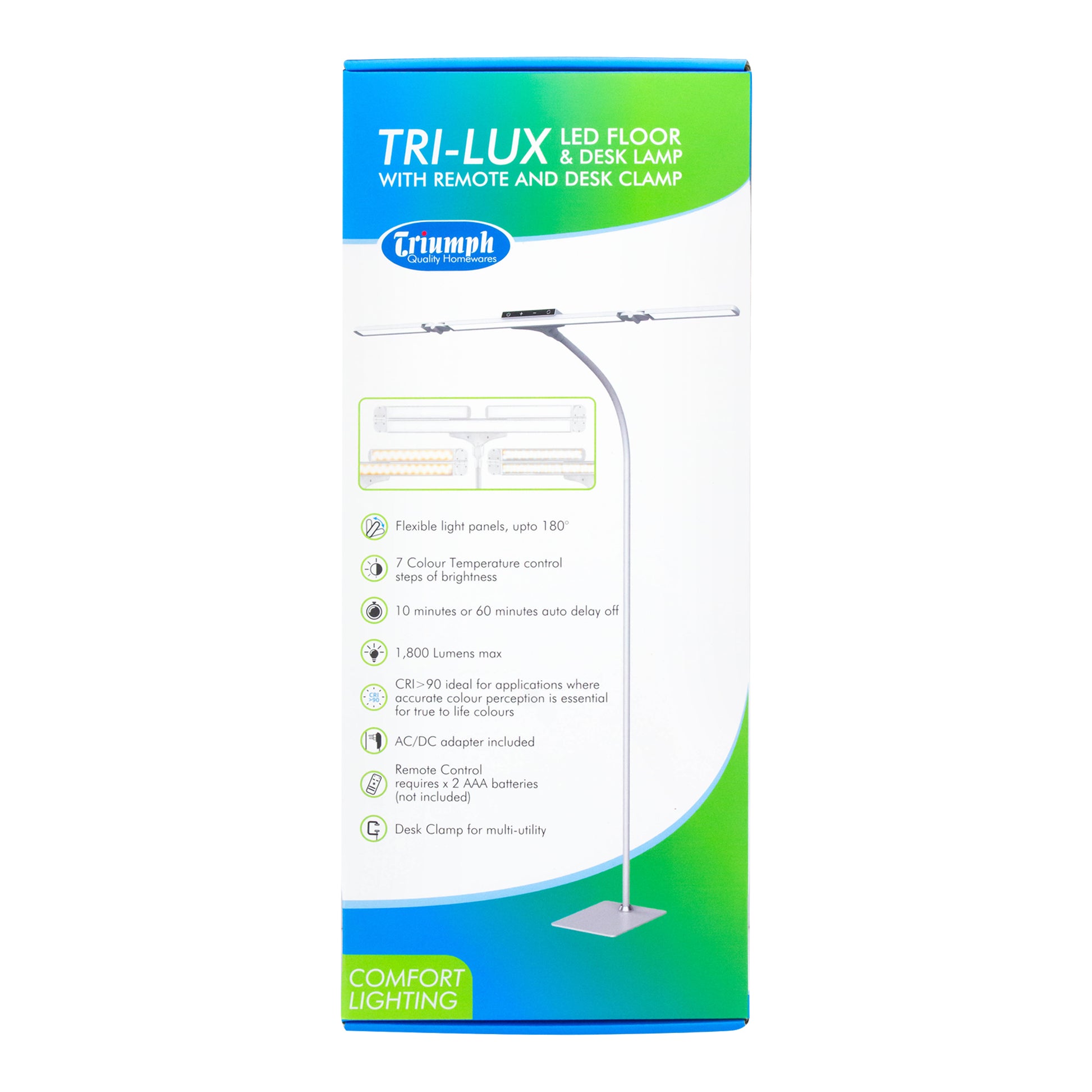 White Smoke Triumph LED Tri-Lux Floor & Desk Lamp, White Lighting