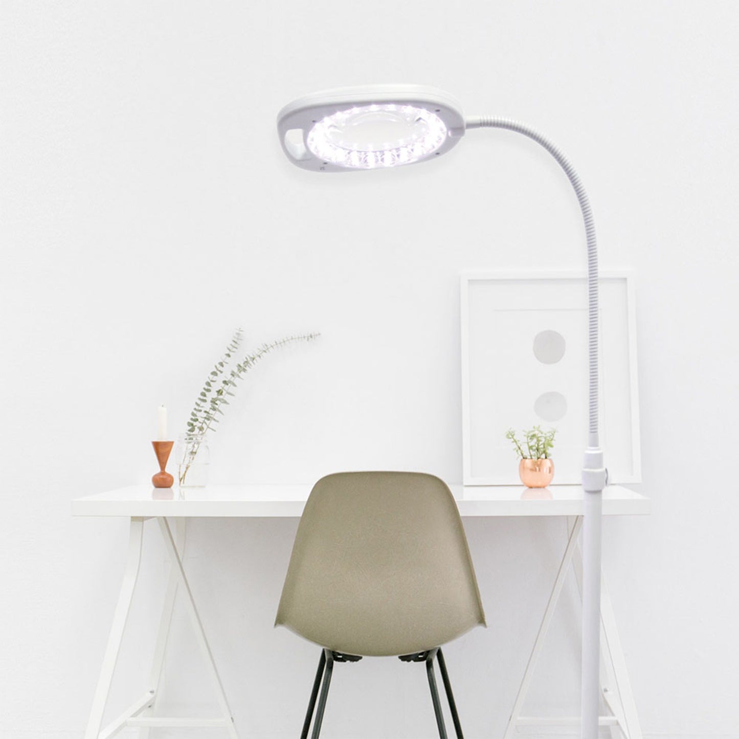 Lavender Triumph Arch LED Magnifier Floor or Desk Lamp, White Lighting