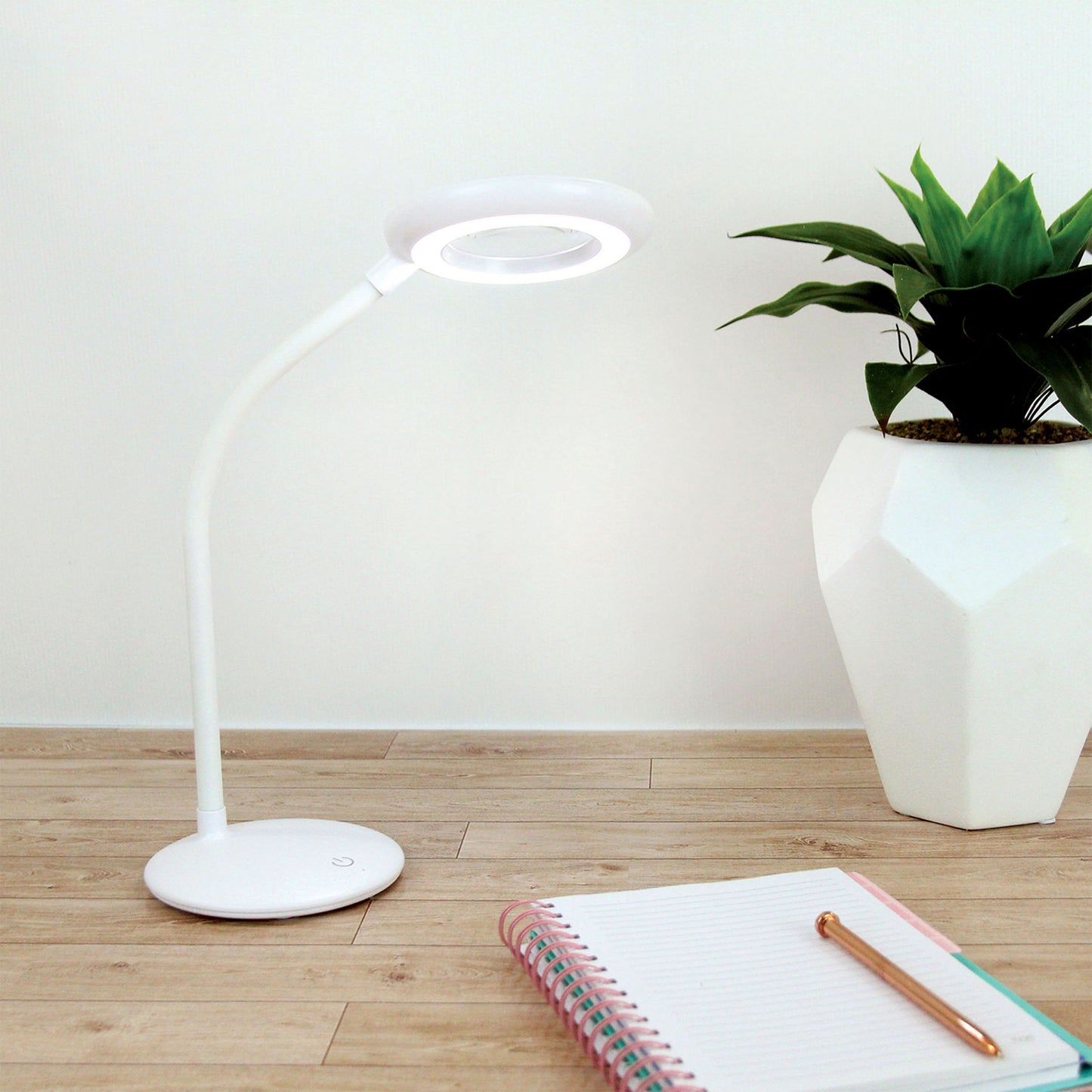 Lavender Triumph LED Rechargeable Magnifying Desk Lamp, White Lighting