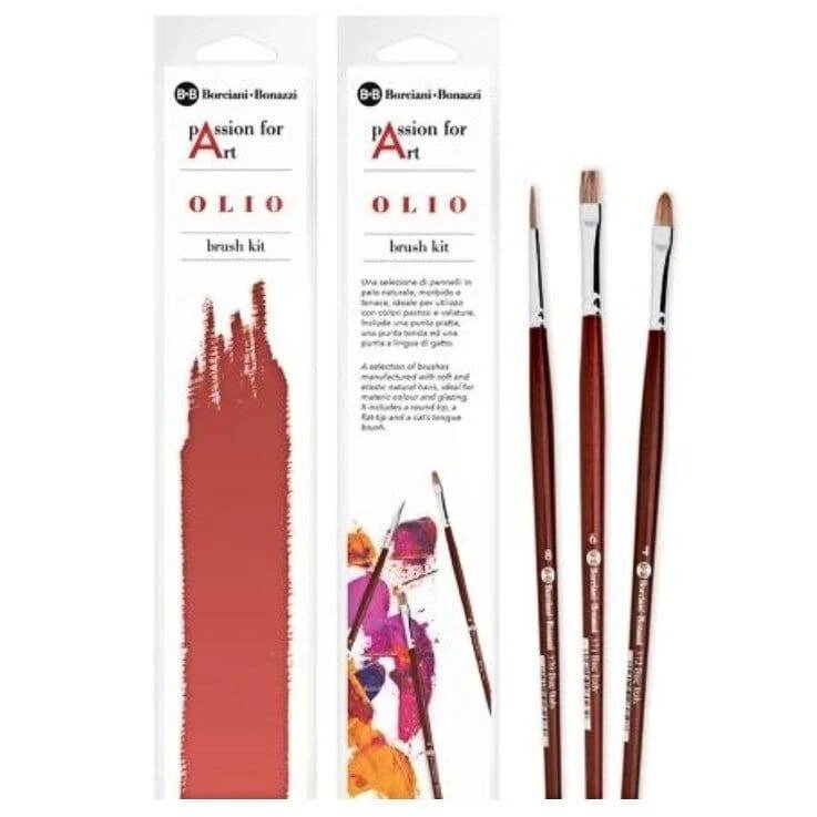 Maroon Passion For Art - Borciani e Bonazzi Art Kit for Oil Painting Taklon and Synthetic Brushes