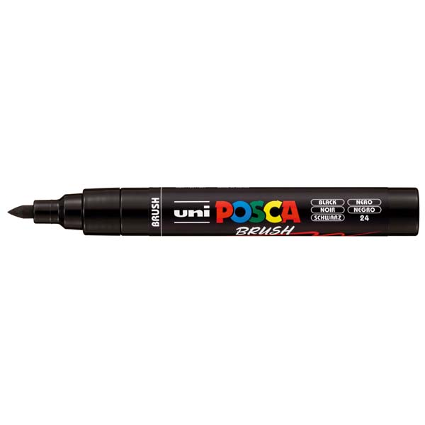 White Smoke POSCA PC5BR Brush Tip Paint Markers,Black Paint Markers