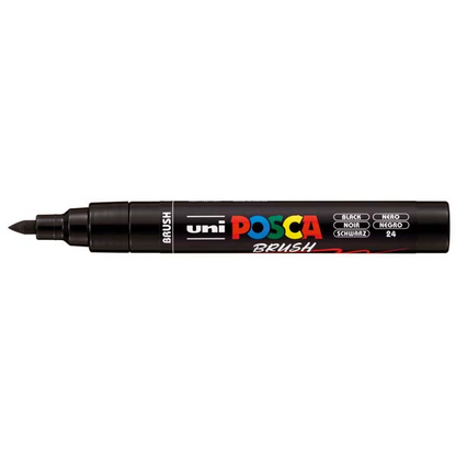 White Smoke POSCA PC5BR Brush Tip Paint Markers,Black Paint Markers