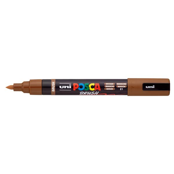 White Smoke POSCA PC5BR Brush Tip Paint Markers, Brown Paint Markers