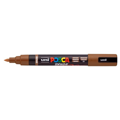 White Smoke POSCA PC5BR Brush Tip Paint Markers, Brown Paint Markers