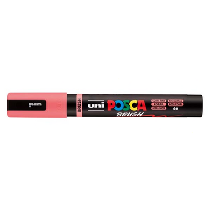 White Smoke POSCA PC5BR Brush Tip Paint Markers, Coral Pink Paint Markers