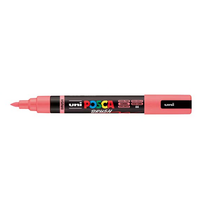 White Smoke POSCA PC5BR Brush Tip Paint Markers, Coral Pink Paint Markers