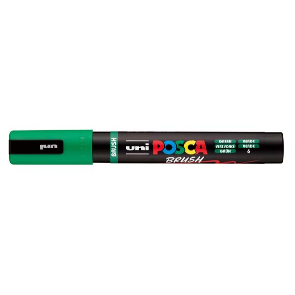 White Smoke POSCA PC5BR Brush Tip Paint Markers, Green Paint Markers