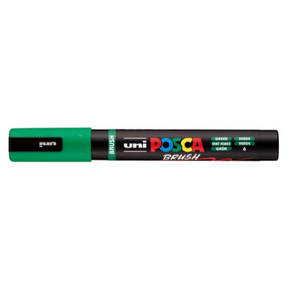 White Smoke POSCA PC5BR Brush Tip Paint Markers, Green Paint Markers