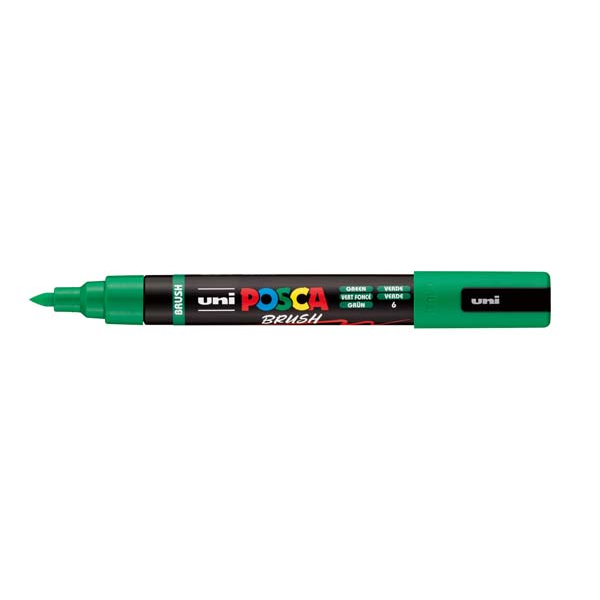 White Smoke POSCA PC5BR Brush Tip Paint Markers, Green Paint Markers