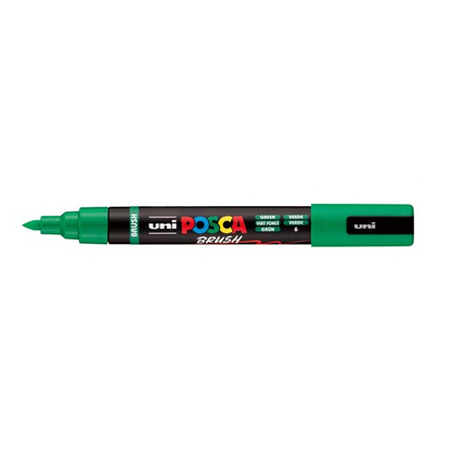 White Smoke POSCA PC5BR Brush Tip Paint Markers, Green Paint Markers