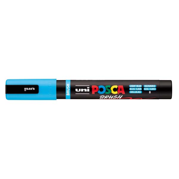 White Smoke POSCA PC5BR Brush Tip Paint Markers, Light Blue Paint Markers
