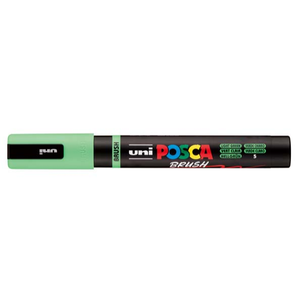 White Smoke POSCA PC5BR Brush Tip Paint Markers, Light Green Paint Markers